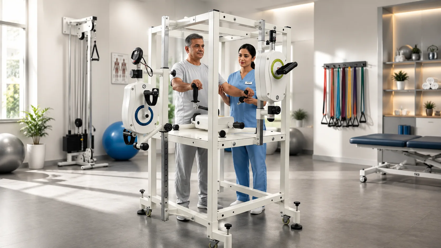 Patient undergoing advanced Multi-Axis Rehabilitation on a computerized balance platform at Wellnest Physio & Rehabilitation Centre in Kurnool to improve balance, posture, and mobility.